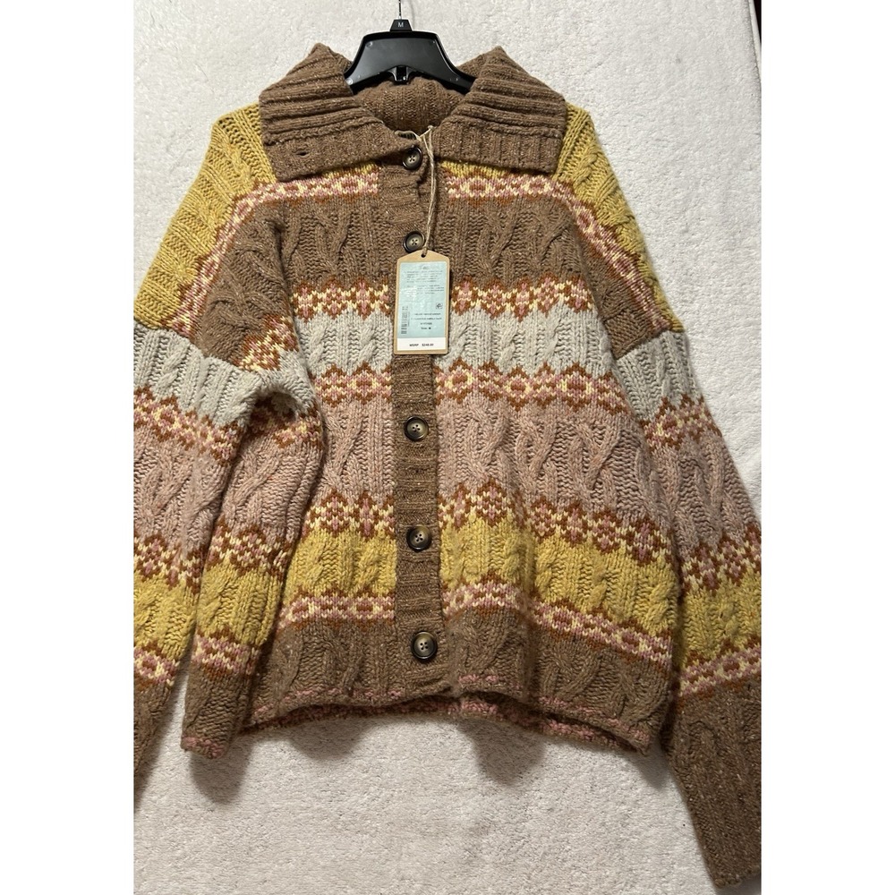 Faherty Womens Size Medium Highland Fairisle Long Sleeve Cardigan Sweater (R2)